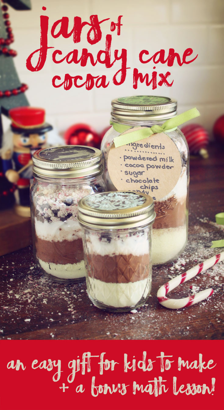 Jars of Candy Cane Cocoa: An Easy Gift to Make with Kids - Unhurried Home